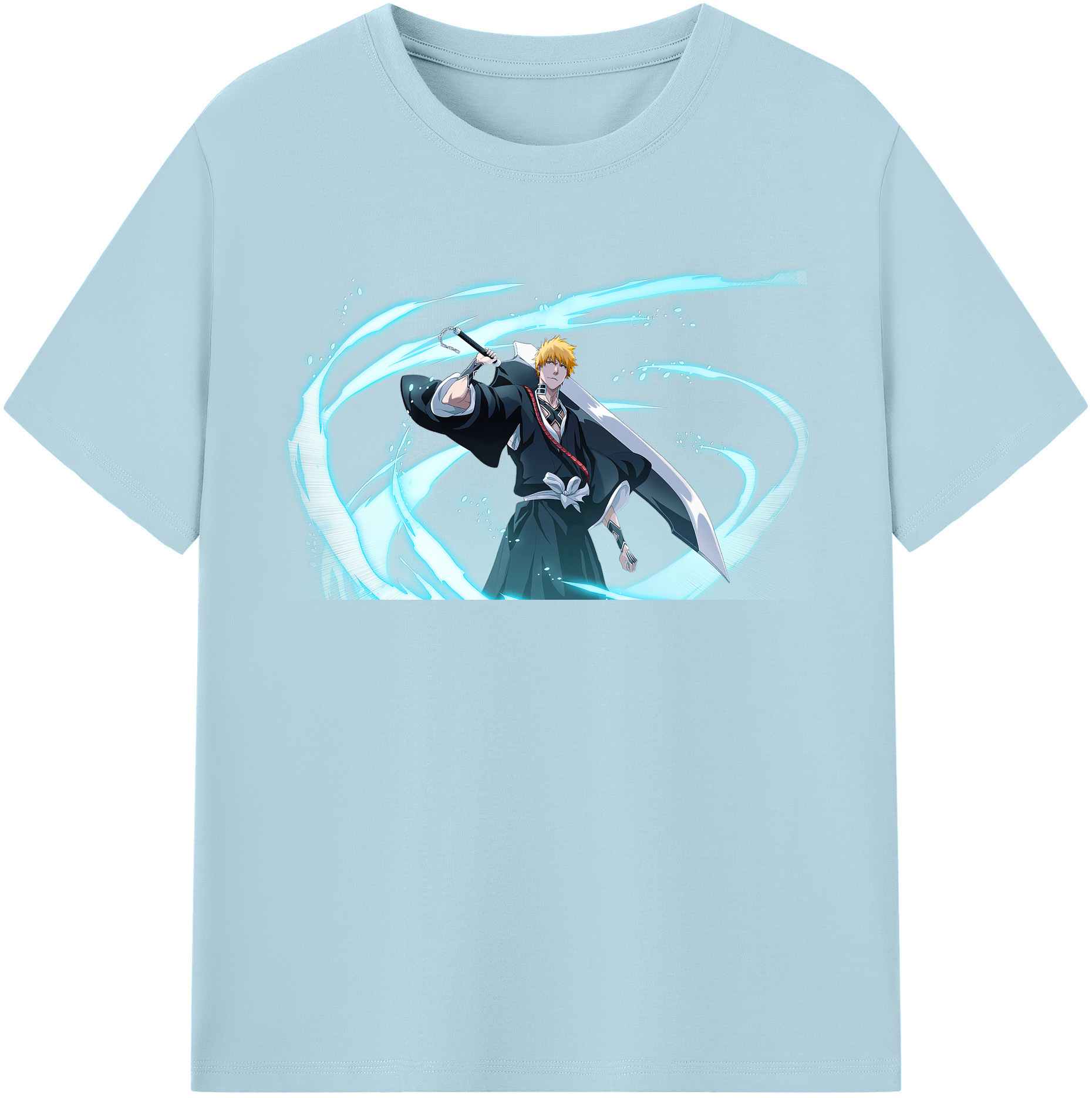 （画像用） ブリーチ 黒崎一護（くろさき いちご）BLEACH Kurosaki Ichigo 綿100％半袖Tシャツ（フロントプリント）